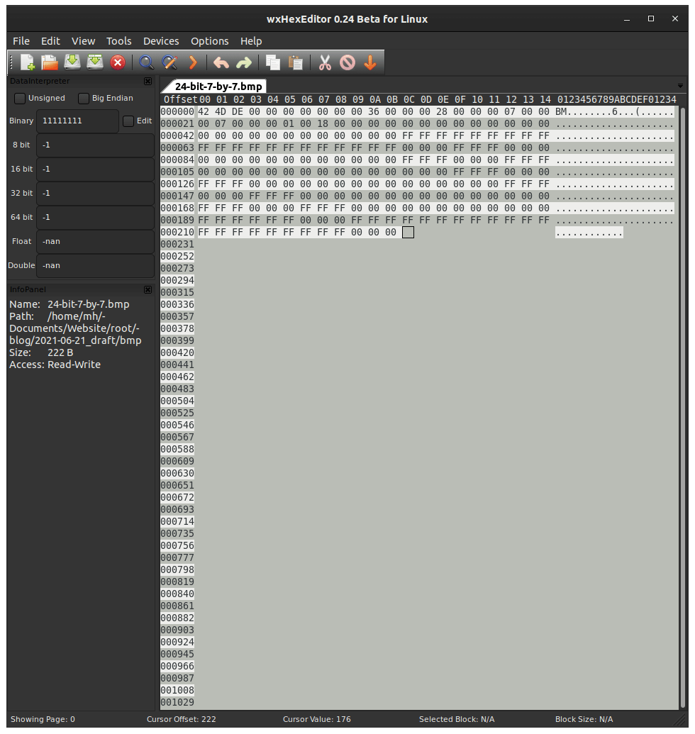 Screenshot of hex file.